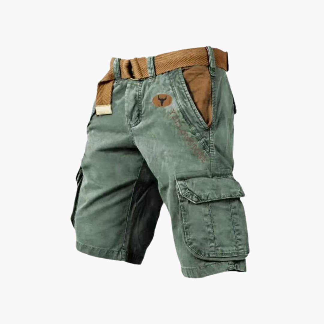 Pantalones cargo cortos para hombre Vibes Madrid Anton con 6 bolsillos, diseño cómodo y práctico, en color neutro.